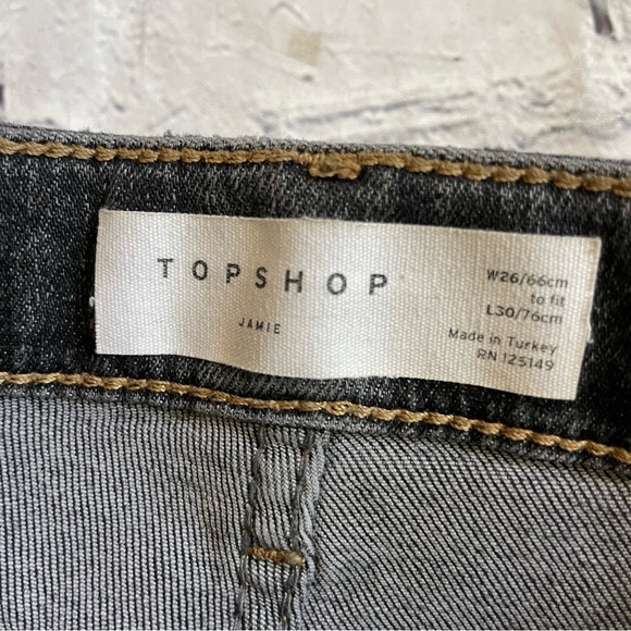Topshop Grey Jamie Distressed Hem Cropped Ankle Skinny Jeans - Picture 4 of 4